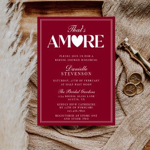Convite Sofisticado Burgundy Elegante Isso é Amore Chá de 