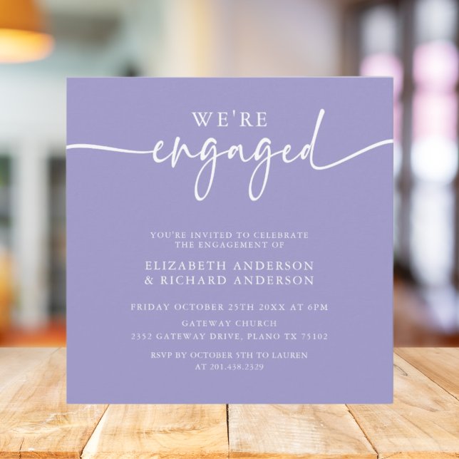 Convite Sofisticado Festa de Noivado Verde Salvia Quadrada (Criador carregado)