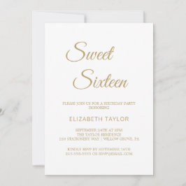 Convite Sofisticado Sweet Sixteen em Caligrafia Dourada