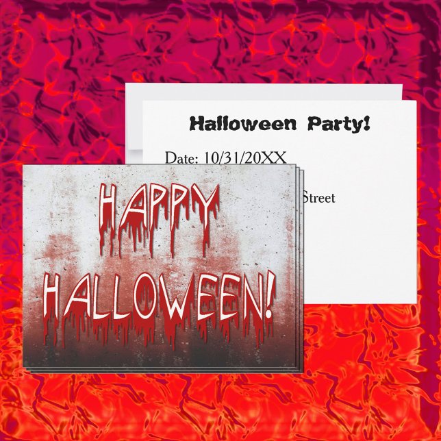 Convite Sofre Feliz Concurso De Sangue De Halloween (Suffering Happy Halloween Blood Stained Invitation)