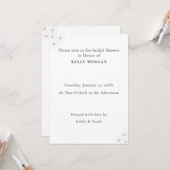 Convite Soft Bloom Elegance Bridal Shower invitation card (Frente/Verso In Situ)