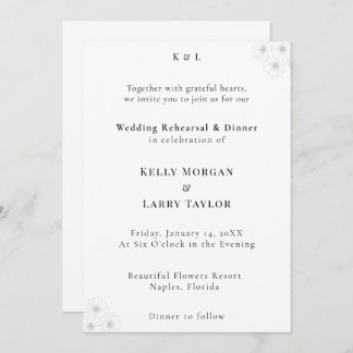 Convite Soft Bloom Elegance Wedding Rehearsal Invitation