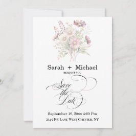 Convite Soft Blooms Spring Floral Save the Date Invitation
