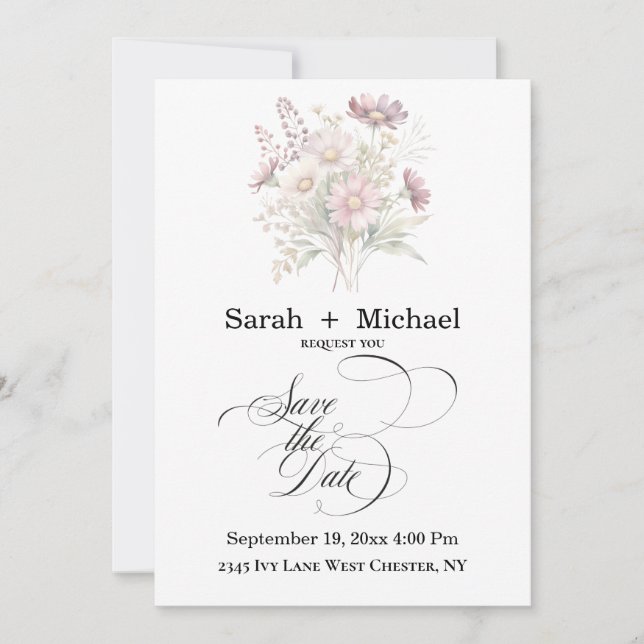 Convite Soft Blooms Spring Floral Save the Date Invitation (Frente)