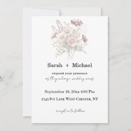 Convite Soft Blooms Spring Floral Wedding Invitation