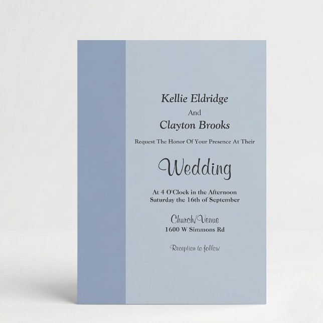 Convite Soft Blue Bar Wedding Invitation (Criador carregado)