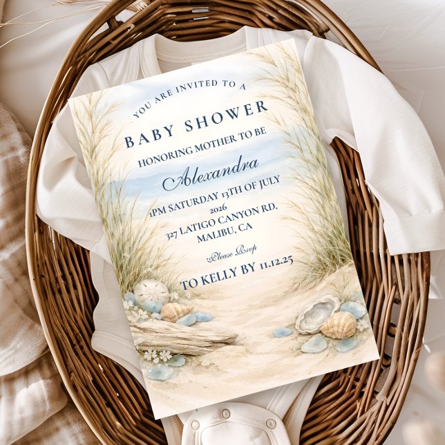 Convite Soft Blue Coastal Baby Shower (Criador carregado)