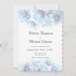 Convite Soft Blue Himalayan Poppy Flower Garden Wedding 