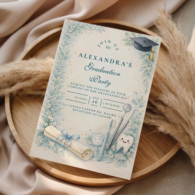 Convite Soft Blue White Coat Dentist Graduation Party (Criador carregado)