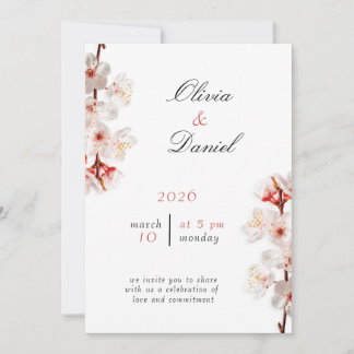 Convite Soft Blush Blossom Wedding Invitation