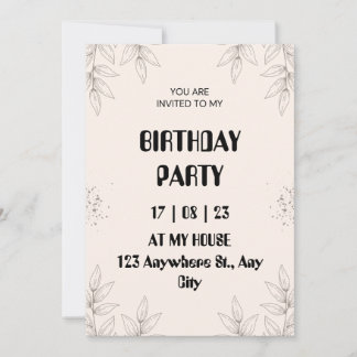 Convite Soft Brown Leaf Birthday Invitation