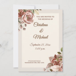 Convite Soft Dusty Rose Floral Wedding Invitation