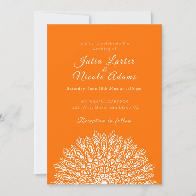Convite Soft Feather Dry Pampas Grass Mandala Wedding (Frente)