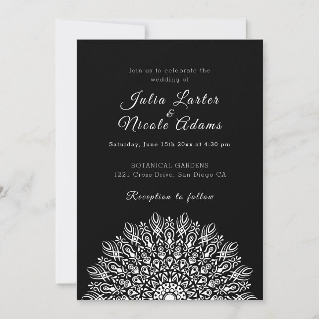 Convite Soft Feather Dry Pampas Grass Mandala Wedding (Frente)