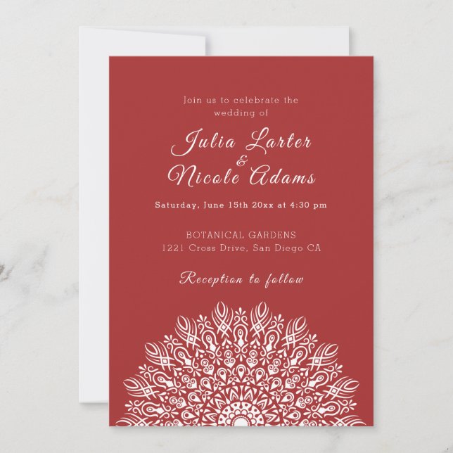 Convite Soft Feather Dry Pampas Grass Mandala Wedding (Frente)