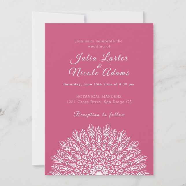 Convite Soft Feather Dry Pampas Grass Mandala Wedding (Frente)
