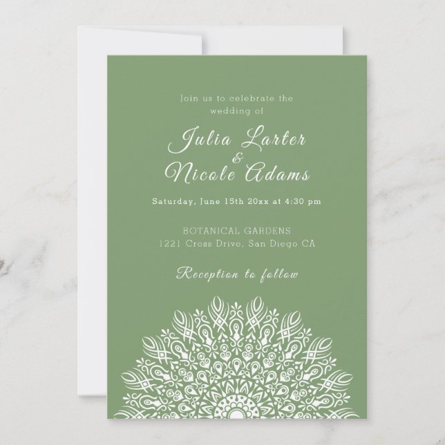 Convite Soft Feather Dry Pampas Grass Mandala Wedding (Frente)