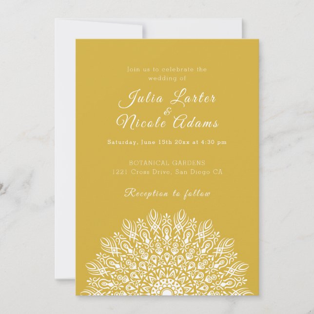 Convite Soft Feather Dry Pampas Grass Mandala Wedding (Frente)