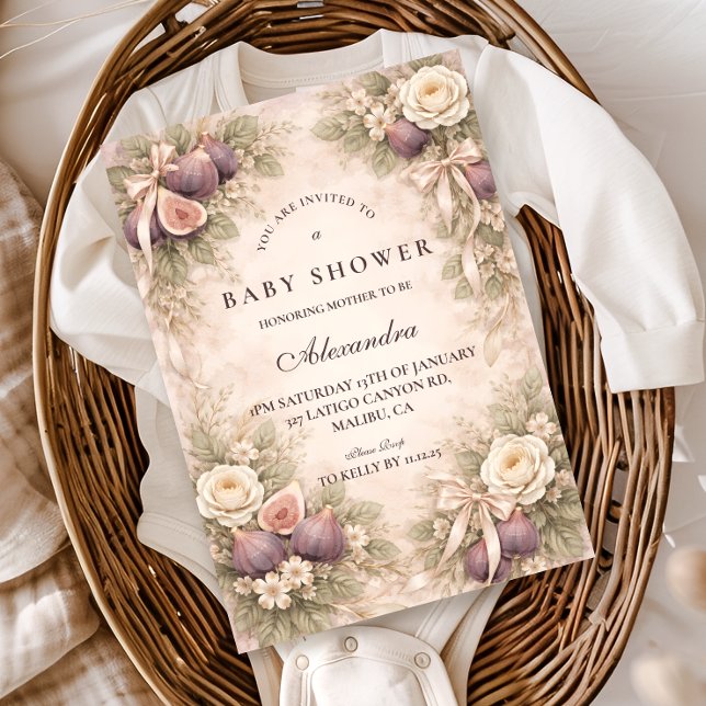 Convite Soft Fig Garden Baby Shower (Criador carregado)