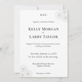 Convite Soft Floral Elegance Minimalist Wedding Invitation