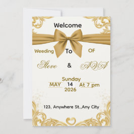 Convite Soft Gold Wedding Invitation – Minimal Elegant Des