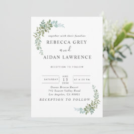 Convite Soft Green Eucalyptus Watercolor Rustic Wedding