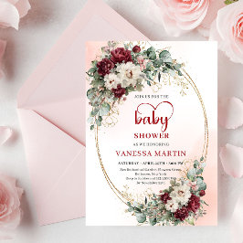 Convite Soft Marsala Floral Baby Shower Invitation