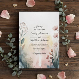 Convite Soft Meadow Watercolor Floral Wedding Invitation