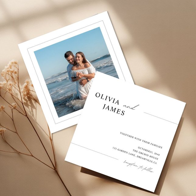 Convite Soft Minimal Square Photo Wedding Invitation  (Criador carregado)