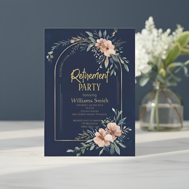 Convite Soft Mint Green Watercolor Retirement Invitation E (Criador carregado)