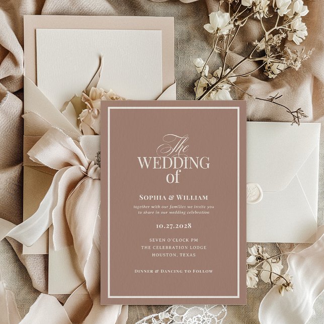 Convite Soft Mocha Taupe | Luxe Neutral Wedding (Criador carregado)