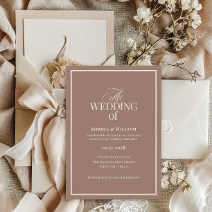 Convite Soft Mocha Taupe   Luxuoso Neutro Casamento