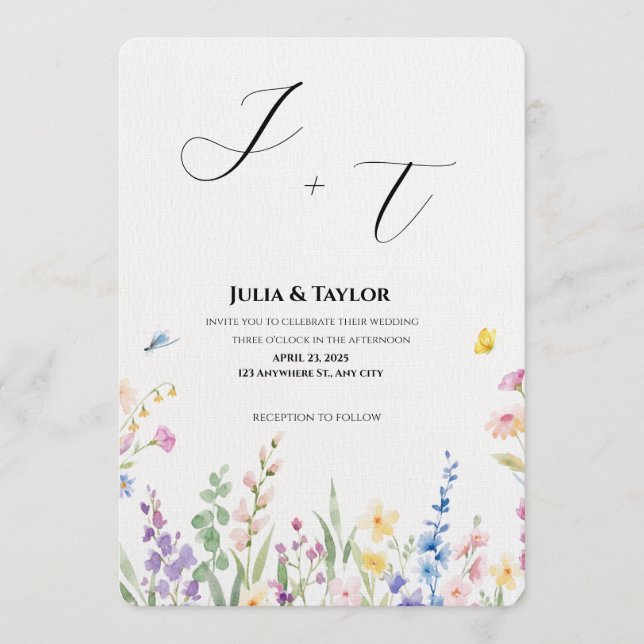 Convite Soft Multicolor Floral Invitation (Frente)