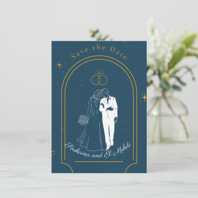 Convite Soft Night Romance , Wedding Save the Date Card (Em pé/Frente)