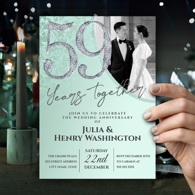 Convite Soft Pastel Color 59th Wedding Anniversary  (Criador carregado)