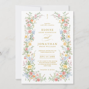Convite Soft Pastel Ornate Jardim Floral de Primavera Casa