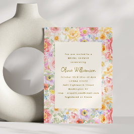 Convite Soft Pastel Watercolor Floral Bridal Shower
