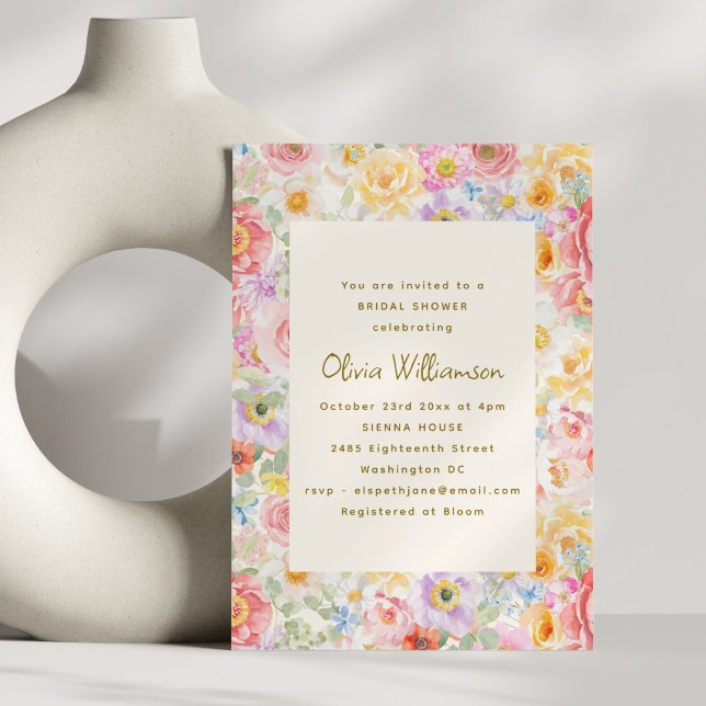Convite Soft Pastel Watercolor Floral Bridal Shower (Criador carregado)
