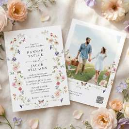 Convite Soft Pastel Wildflower Floral Photo Wedding