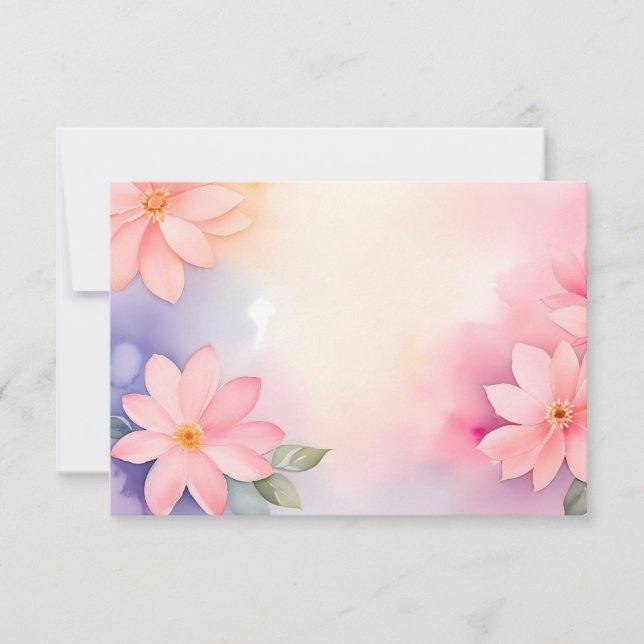 Convite Soft Pink Floral Frame Watercolor Border (Frente)