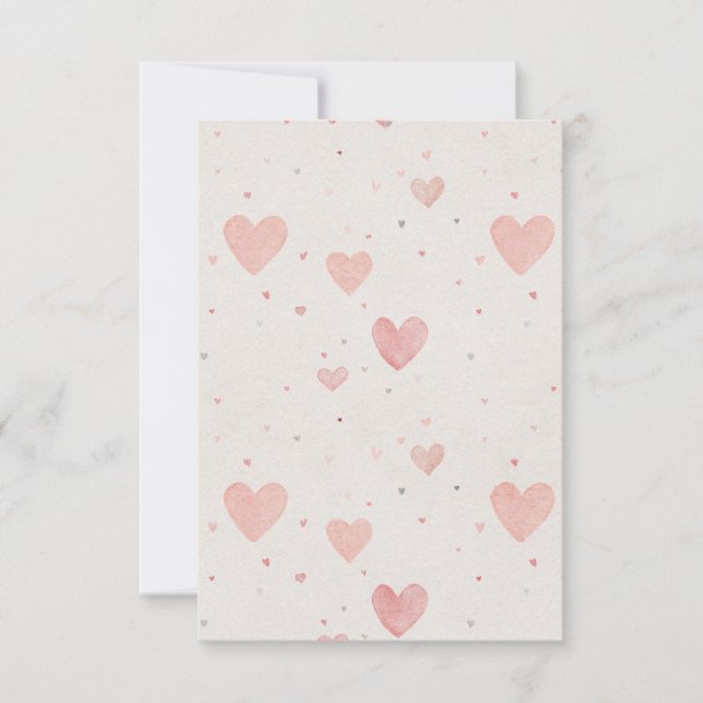 Convite Soft Pink Heart Pattern Invitation (Frente)