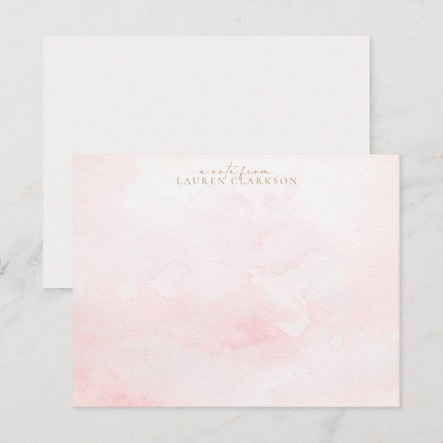 Convite Soft Pink Watercolor Wash Note Card (Frente/Verso)