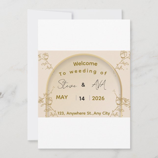 Convite Soft Royal Gold Wedding Invitation | Elegant Minim (Frente)