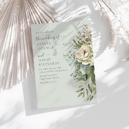 Convite Soft Sage Green Botanical Minimal Wedding