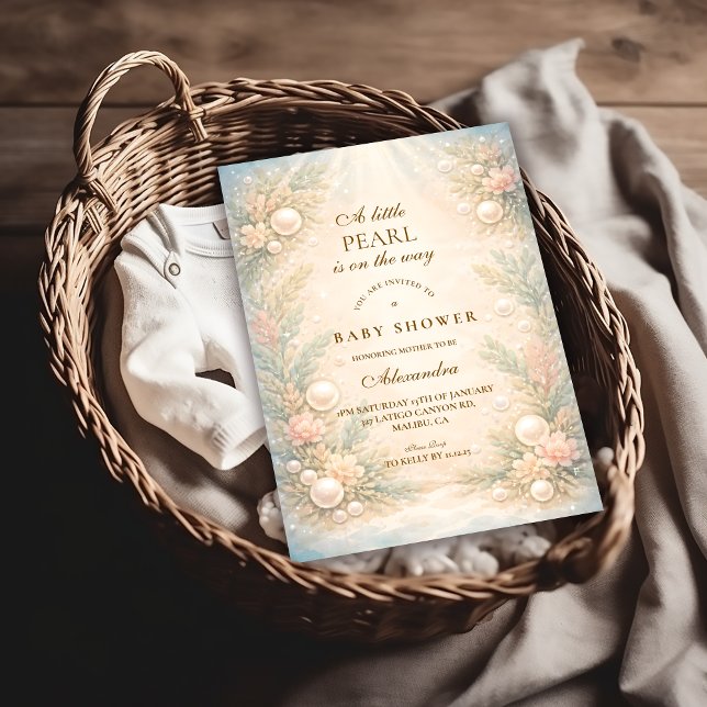 Convite Soft Seaside Pearl Storybook Baby Shower (Criador carregado)