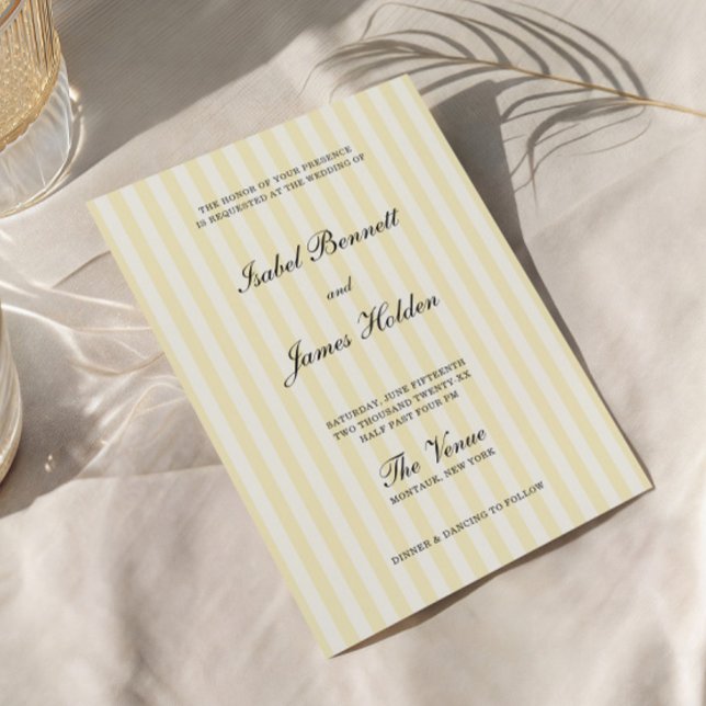 Convite Soft Yellow Stripes Casamento  (Criador carregado)