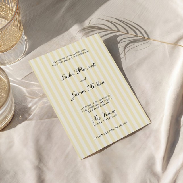 Convite Soft Yellow Stripes Wedding  (Criador carregado)