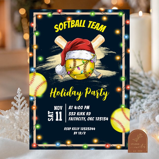 Convite softball holiday party (Criador carregado)