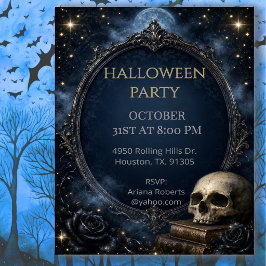Convite Sojirée de Halloween da Lua da Caveira Gótica