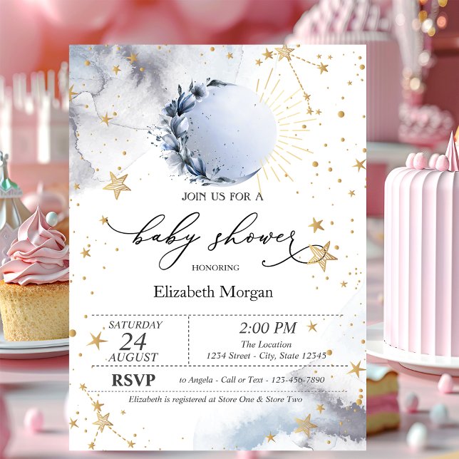 Convite Sol Celestial, Lua Azul, Chuvinha de Estrelas para (Criador carregado)